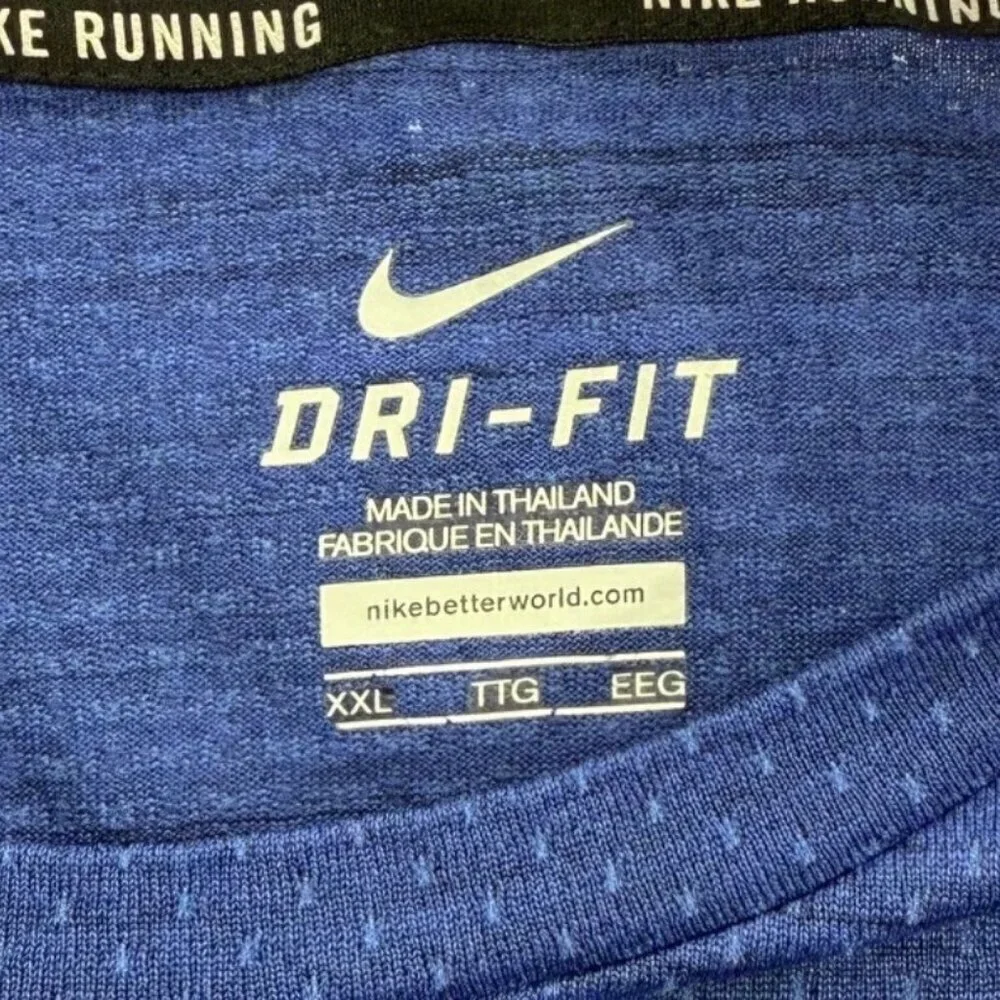 Nike Running Dri Fit Performance T-Shirt Lightweight Reflective Blue Mens 2XL